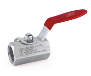 Stainless steel high-pressure ball valve from SEALEXCEL with red handle for manual shutoff in pneumatic and industrial systems